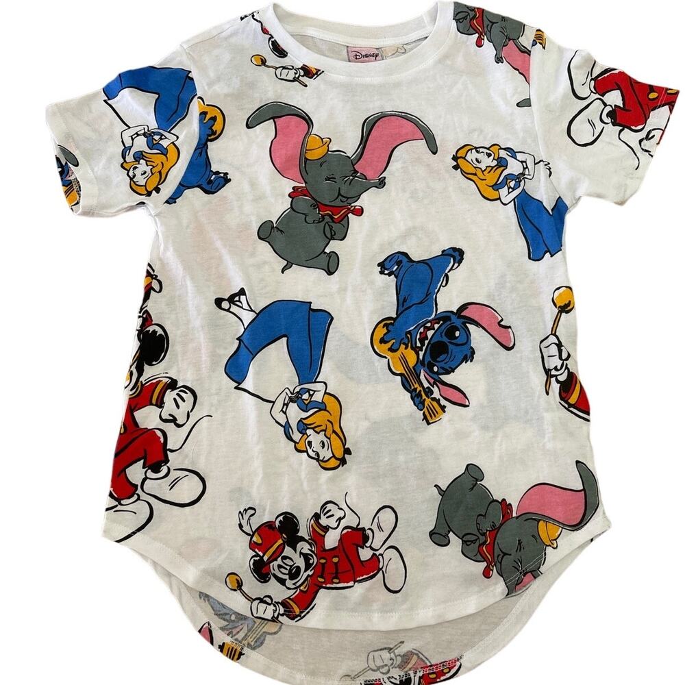 Disney Land World 100 Pixar Top Tee Shirt Kids 7-9 XS Mickey Dumbo Alice $30 K1